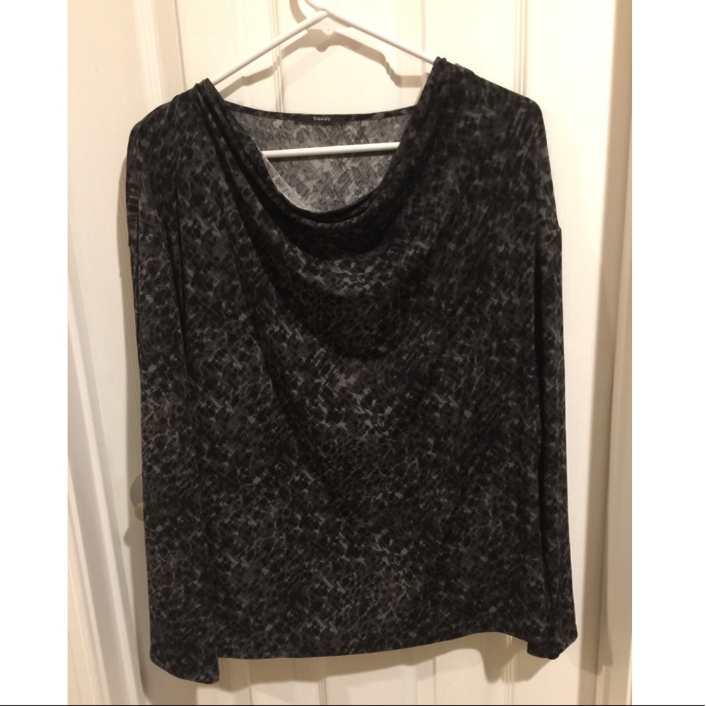 Tahari Black and Gray Long Sleeve Dress Shirt